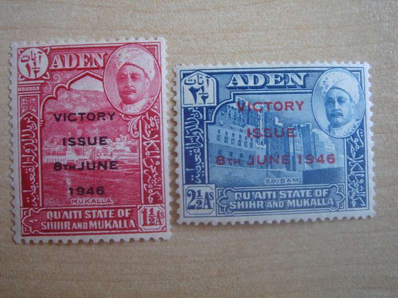 1946 Aden Protectorate optd - SG12-13 mint, hinged