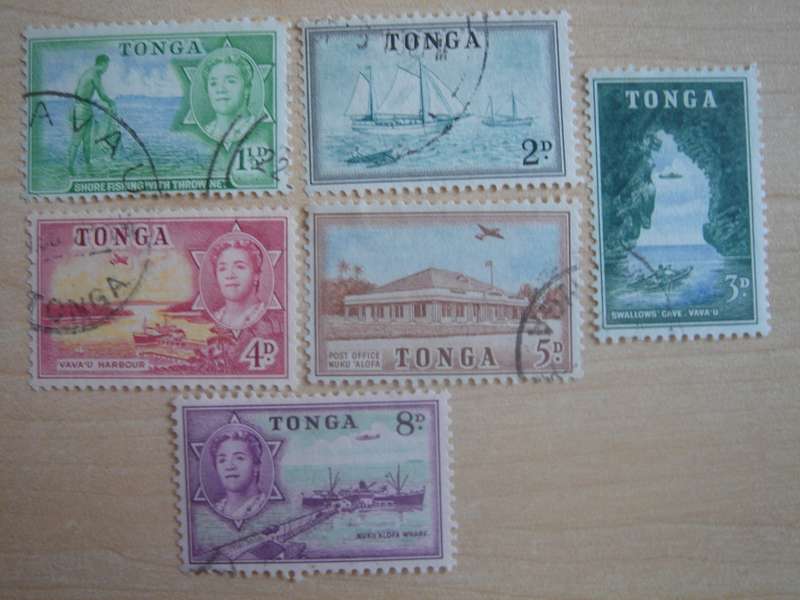 1953 Tonga - Royal Palace etc - SG102-104,106-107,109 used, stamped