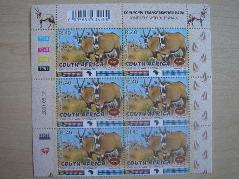 2001 RSA - BW Joint Issue - Block of 6 x R 1.40 MNH