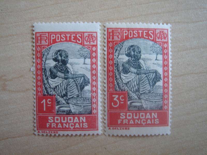 1931 French Sudan - Woman - SG135,137 unused, hinged