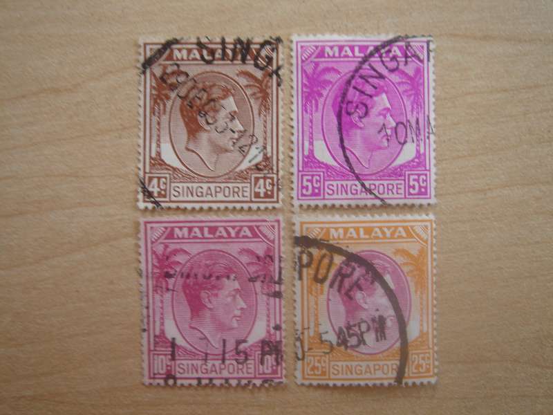 1948 Singapore - King George VI - SG7,19,19a,25 used, stamped