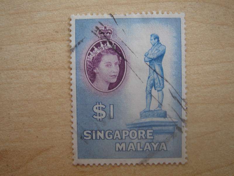 1955 Singapore - Raffles Statue - SG50 used, stamped