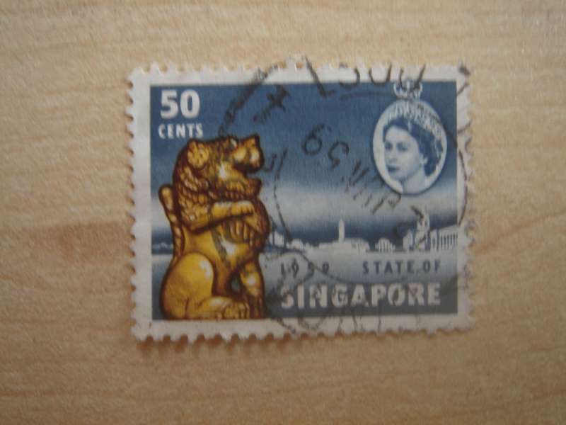 1959 Singapore - QE II Lion - SG58 used, stamped