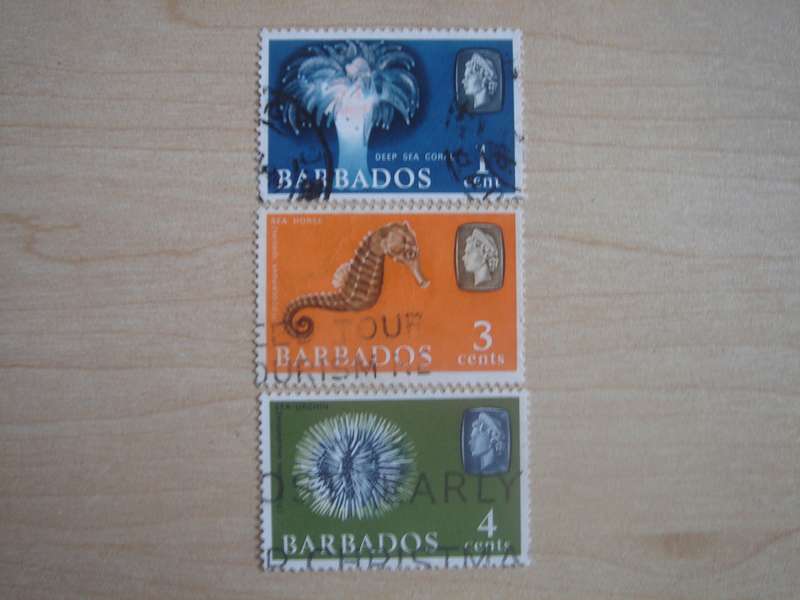 1965 Barbados - Sealife - SG324,342,345 used, stamped