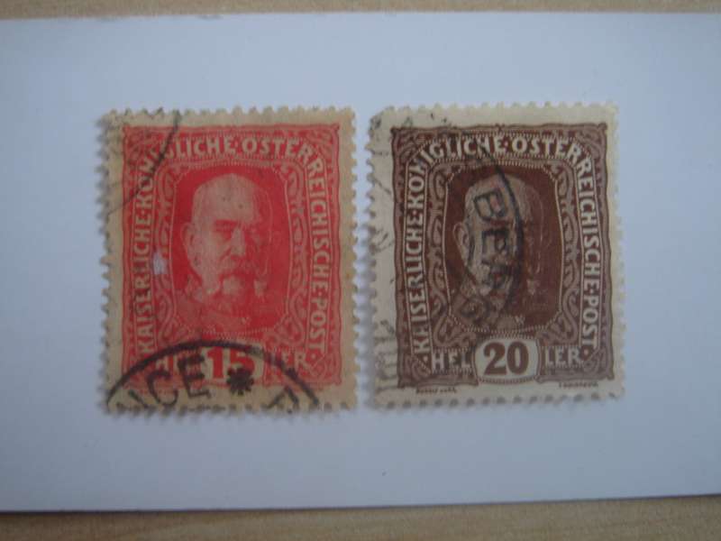 1916 Austria - Franz Joseph I - SG252-253 used, stamped