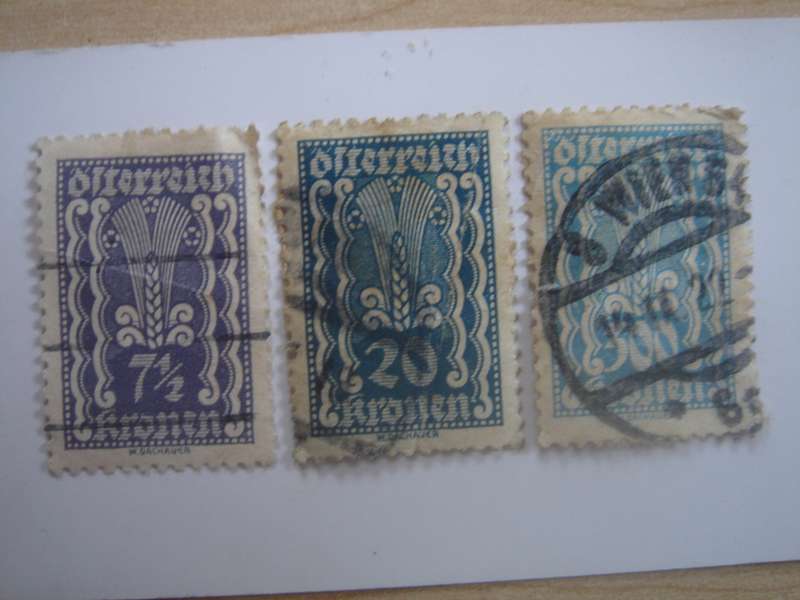 1922 Austria - Ear of Corn - SG467,471,486 used, stamped