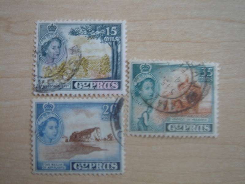 1955 Cyprus - Queen Elizabeth II - SG178-179,181 used, stamped