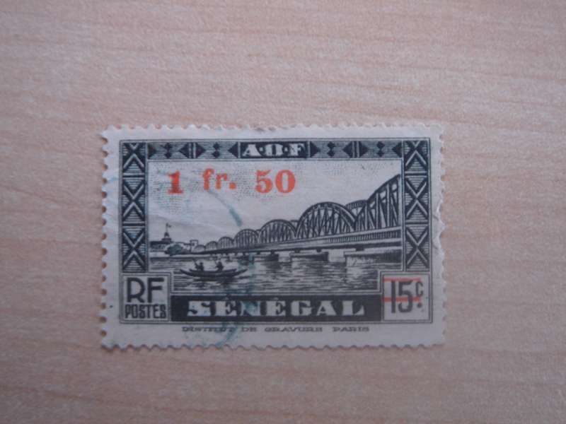 1944 Senegal - Faidherbe Bridge optd - SG219 used, stamped
