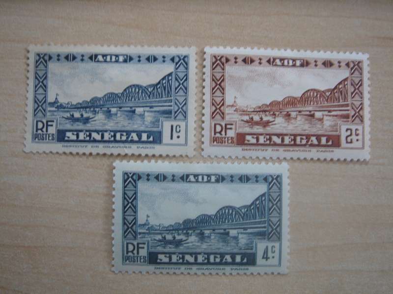 1935 Senegal - Faidherbe Bridge - SG139,140,142 unused, hinged