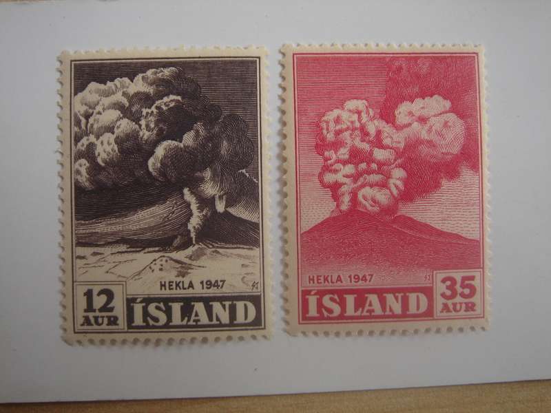 1948 Iceland - Hekla 1947 - SG280,282 mint, hinged