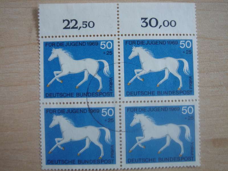 1969 West Berlin MiNr 329 Block of 4 used, stamped with border