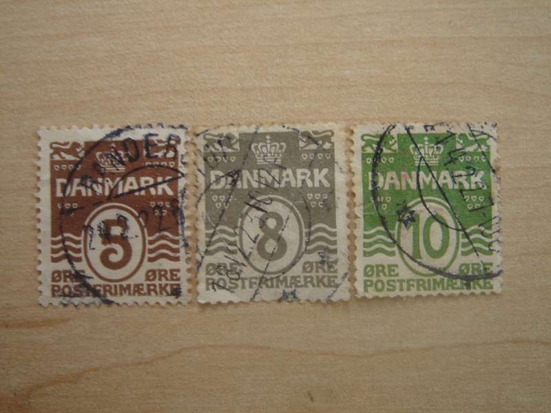 1921 Denmark - Wavy Lines - SG177,181,182 used, stamped