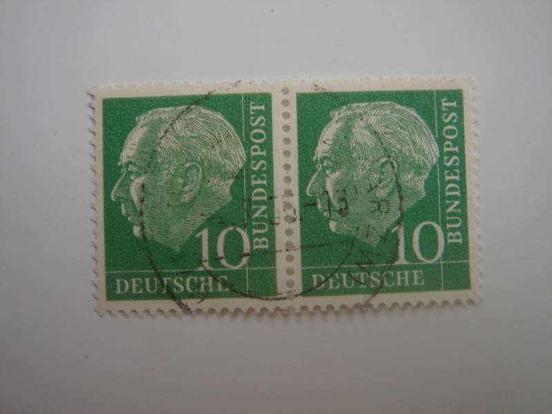 1954 BRD - Theodor Heuss (I) - MiNr 183 x horizontal pair used, stamped