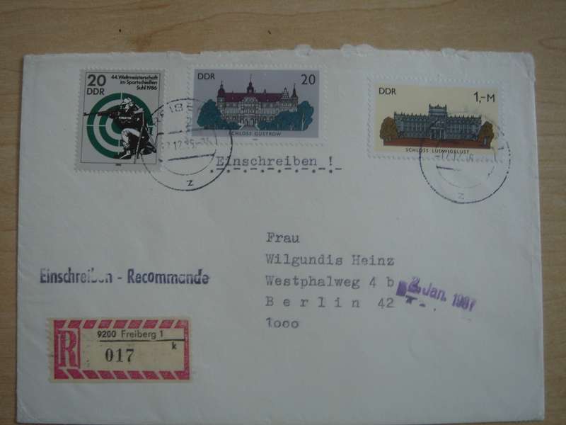 1986 DDR MiNr 3033,3035,3045 used on registered letter