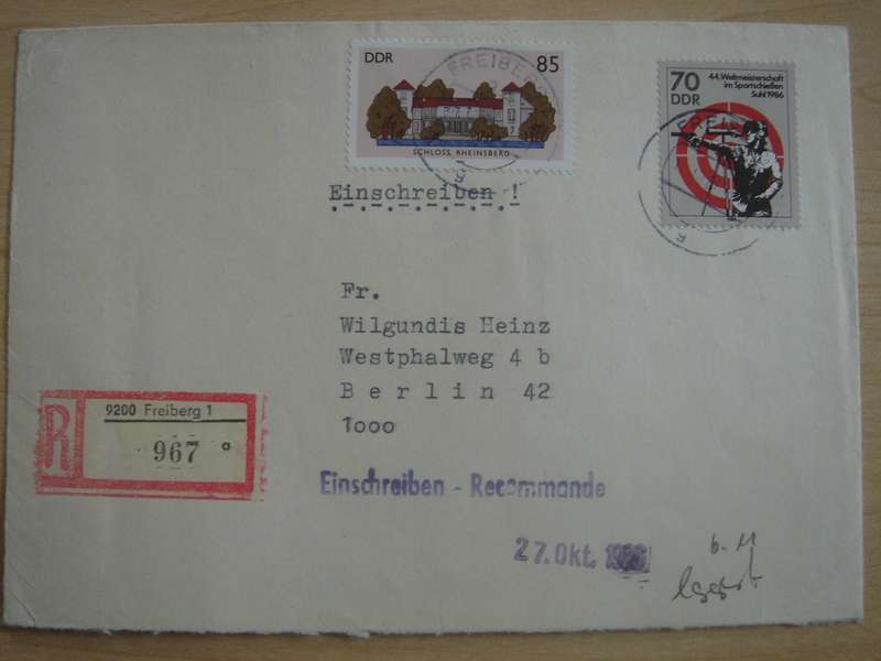 1986 DDR MiNr 3034,3046 used on registered letter