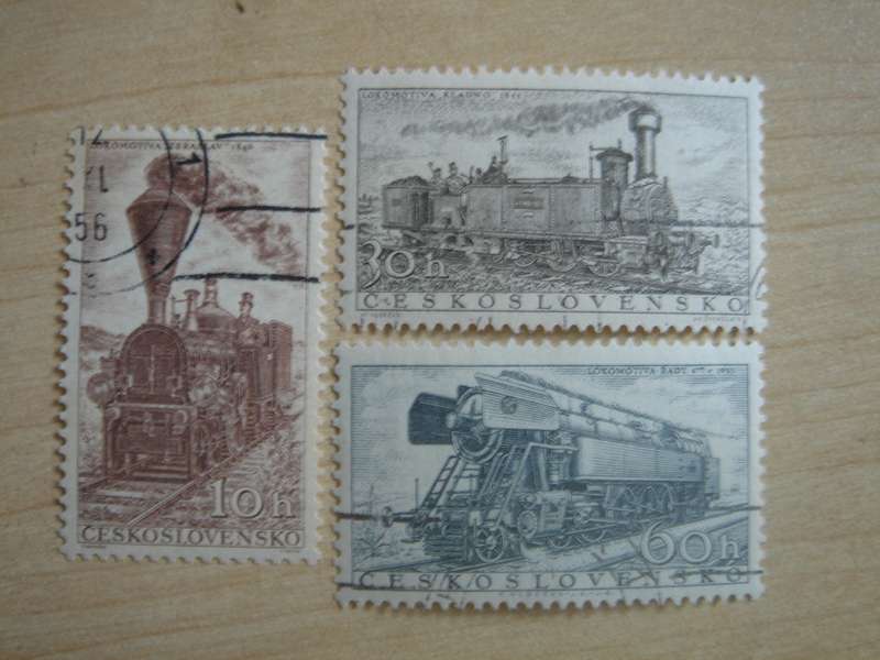 1956 Czechoslovakia - Locomotives SG946-947,950 used, stamped