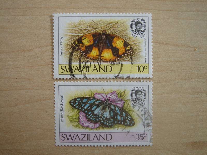 1987 Swaziland - Butterflies - 10c ,35c used, stamped