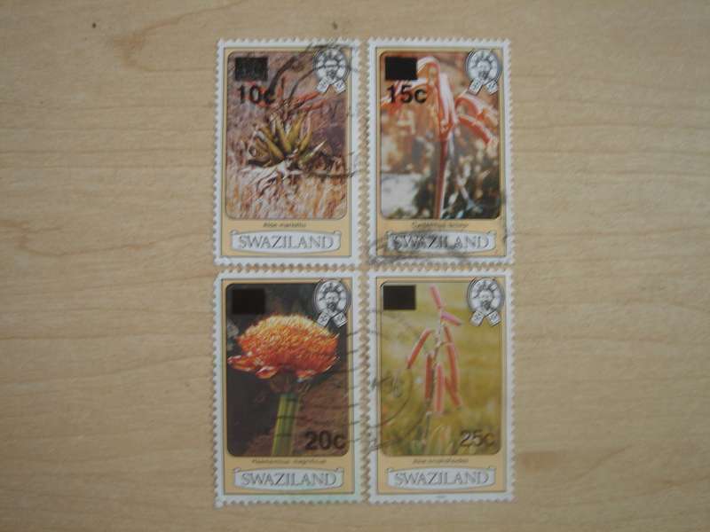 1983 Swaziland - Flowers optd - 10,15,20,25c used, stamped