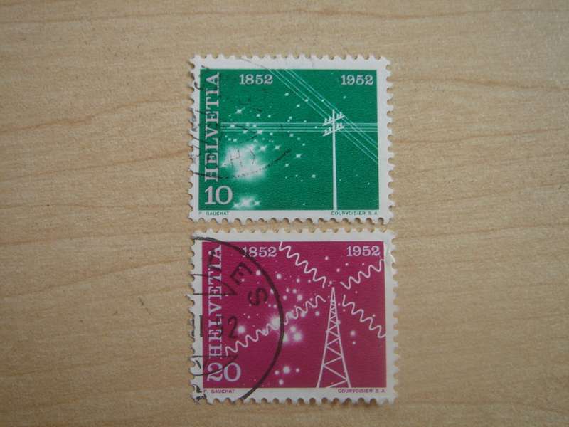 1952 Helvetia - Swiss Communications - SG533-534 used, stamped