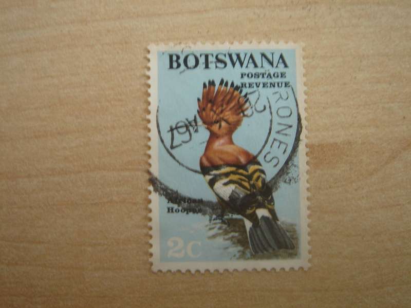 1967 Botswana - African Hoopoe 2 c used, stamped