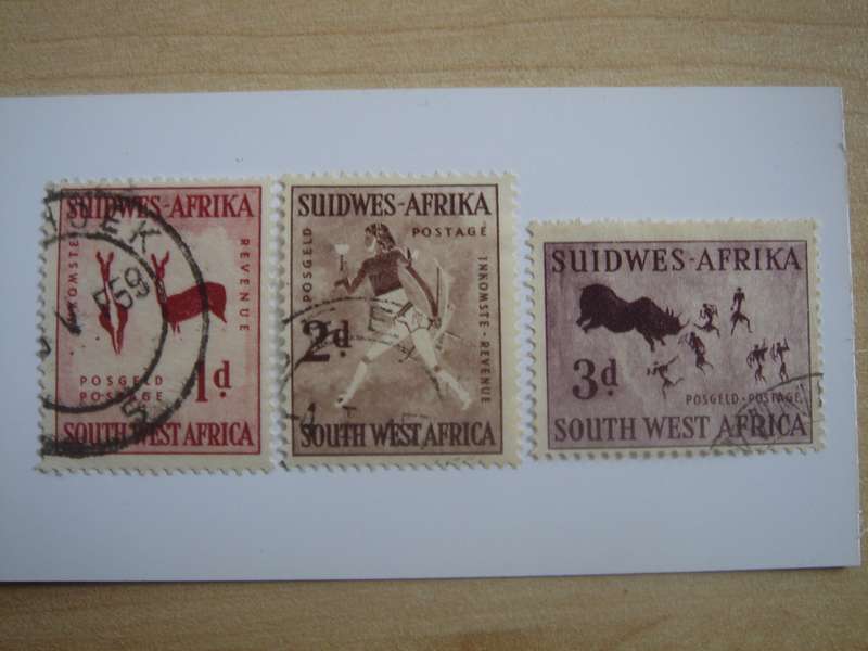 1954 SWA - Rock Paintings - SG154-156 used, stamped