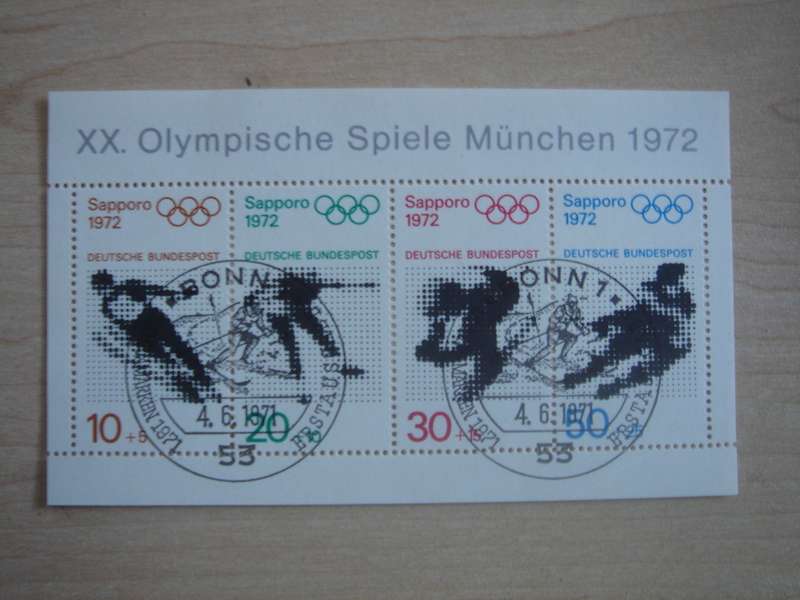 1971 BRD - Olympic Games MiNr 684-687 in Block 6 MNH, FD stamped