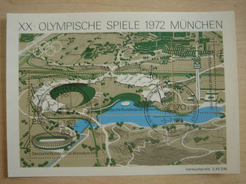 1972 BRD - Olympic Village MiNr 723-726 FD stamped in Block 7