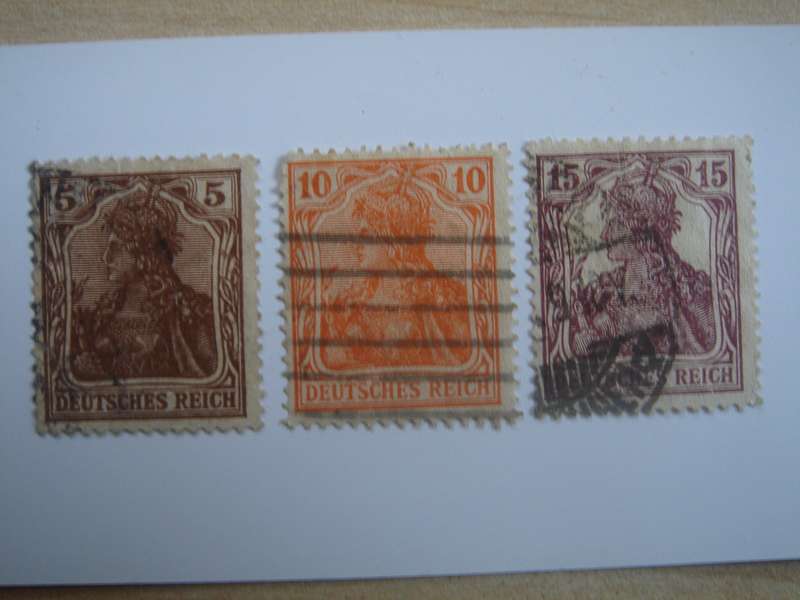 1920 Deutsches Reich Germania MiNr 140a,141,142a used, stamped