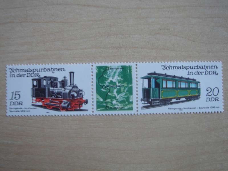 1983 DDR Railways Strip of 3 MiNr 2792/Zf/2793 MNH
