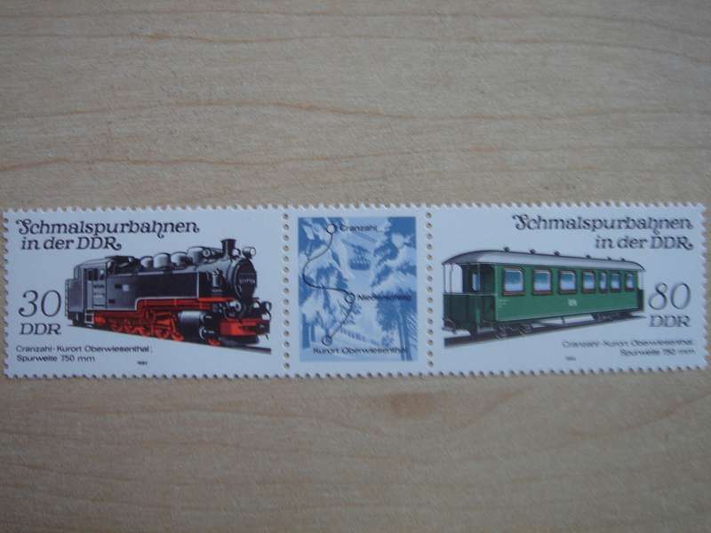 1984 DDR Railways Strip of 3 MiNr 2864/Zf/2867 MNH