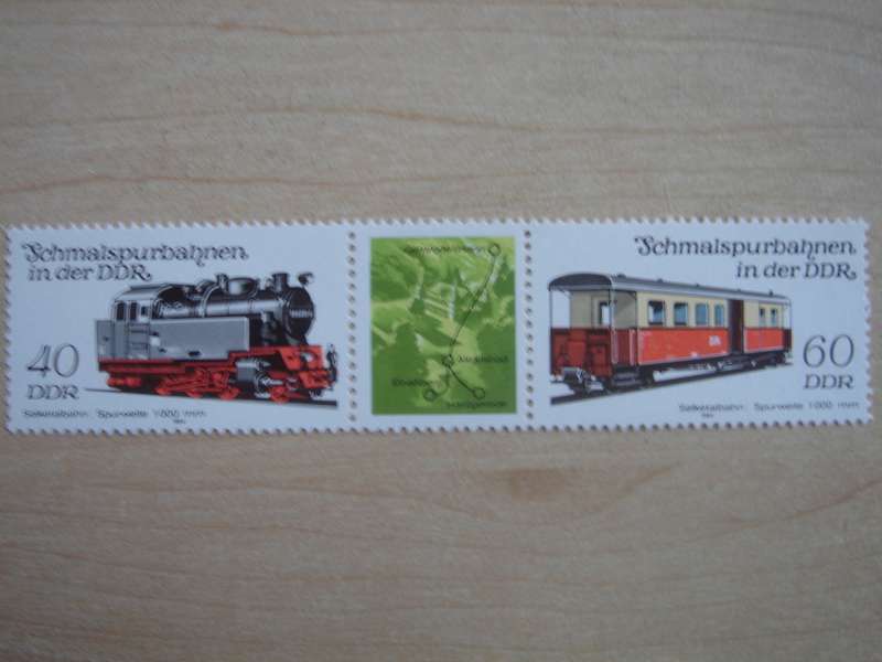 1984 DDR Railways Strip of 3 MiNr 2865/Zf/2866 MNH