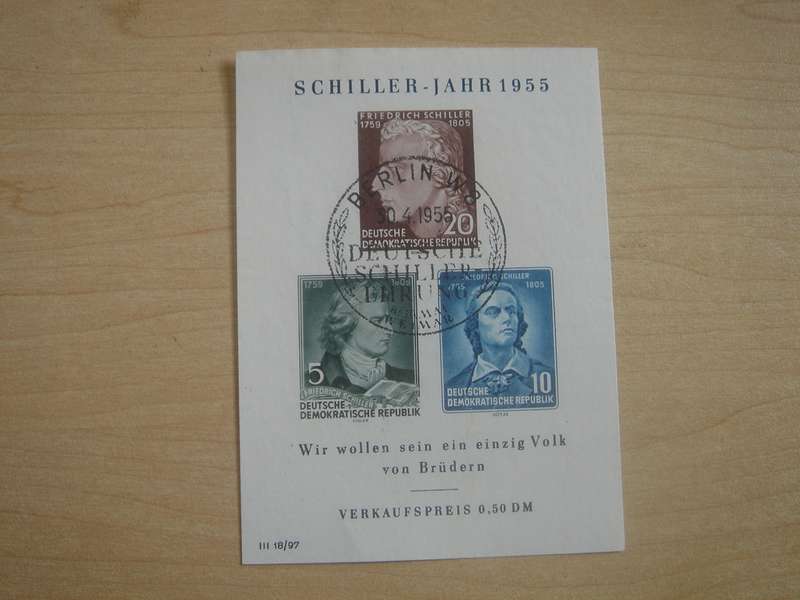 1955 DDR MiNr 464-466 B X I FD stamped in Block 12