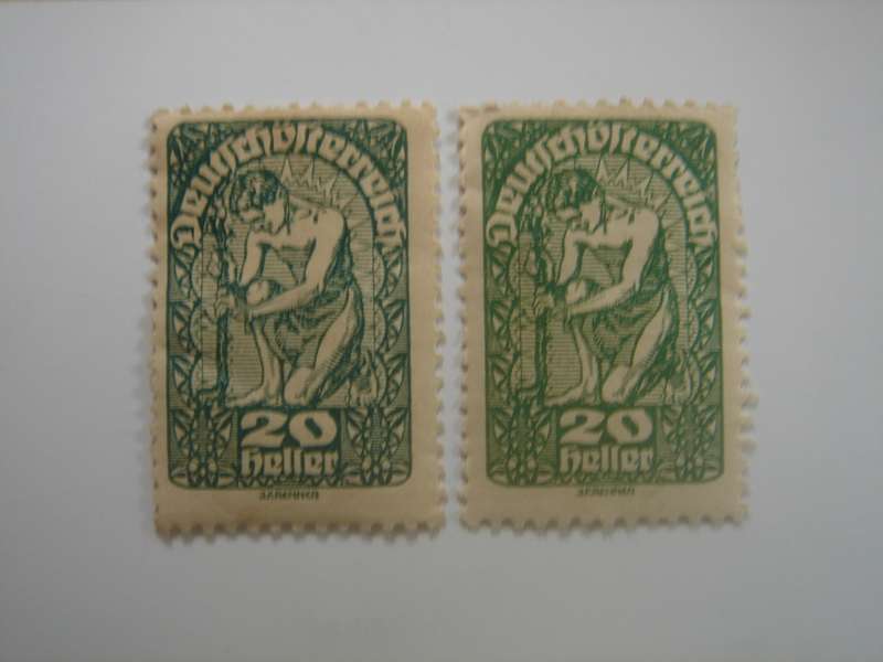 1919 Austria - 'New Republic' SG344 - 20 Heller mint, hinged (different color tones)