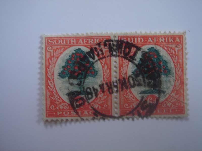 1926 South Africa - Orange Tree SG119 horizontal pair - used, stamped