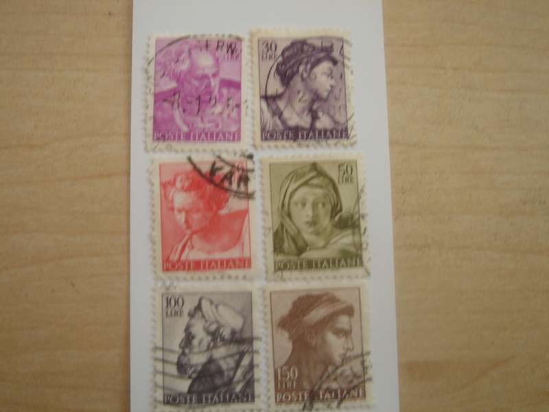 1961 Italia - Michelangelo Frescoes - SG1037,1040-1042,1047,1049 used, stamped
