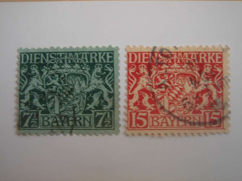 1916 Bayern - Dienstmarken MiNr 18-19 used, stamped