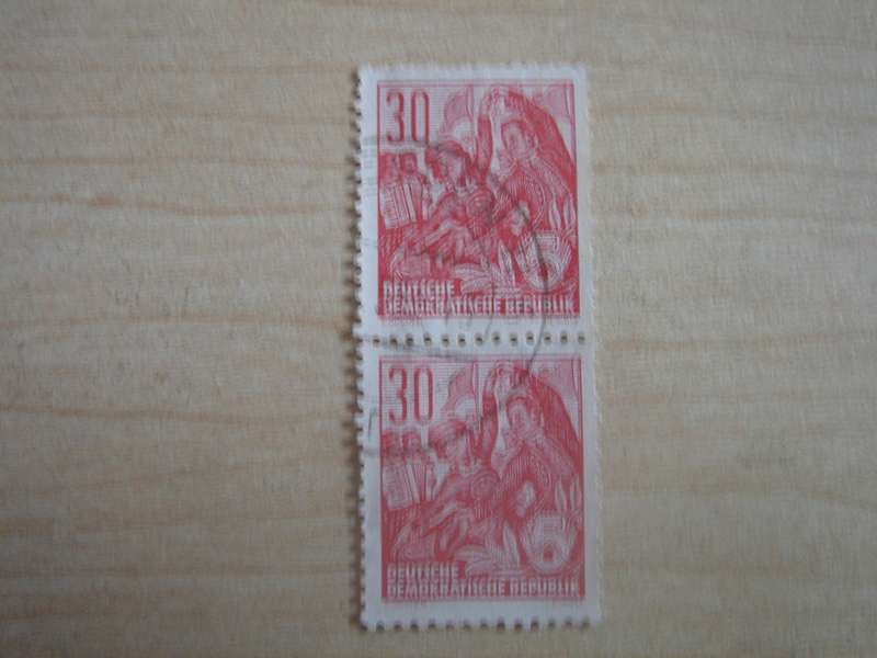 1957 DDR MiNr 582 A vertical pair used, stamped