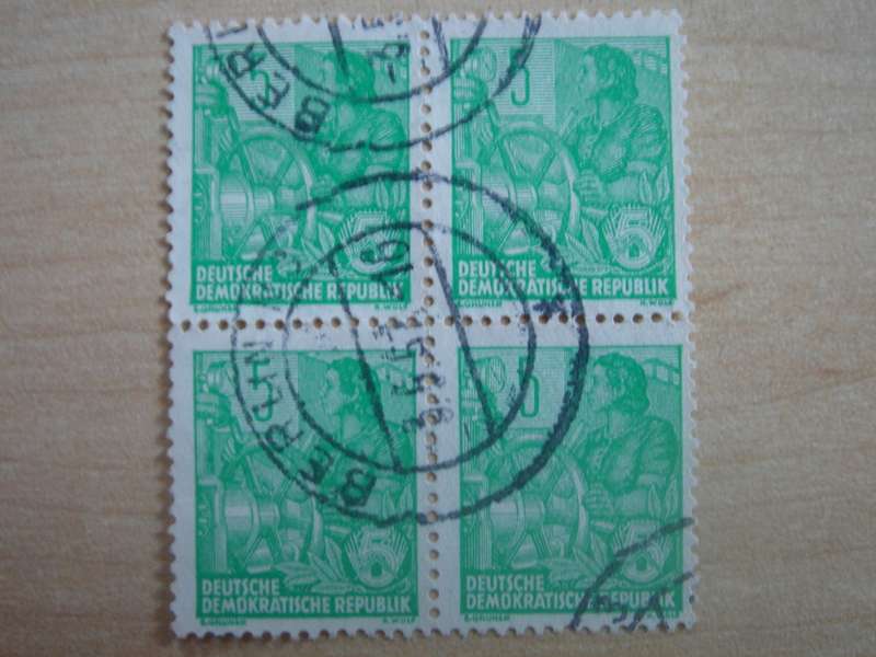 1953 DDR MiNr 406 x X Block of 4 used, stamped