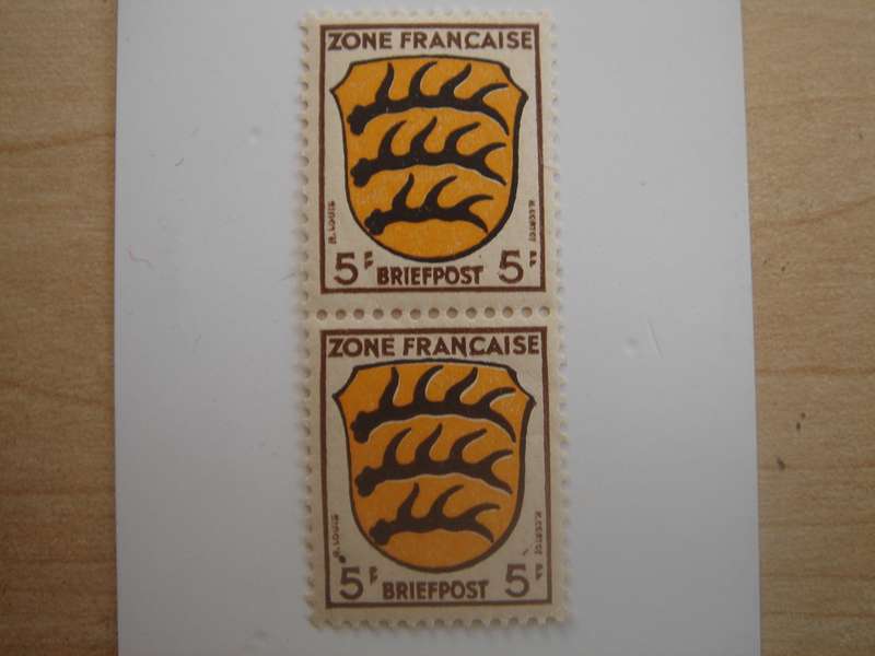 1946 French Occupation Zone - MiNr 3 a w vertical pair MNH
