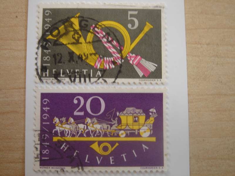 1949 Helvetia - Post Centenary - SG500-501 used, stamped