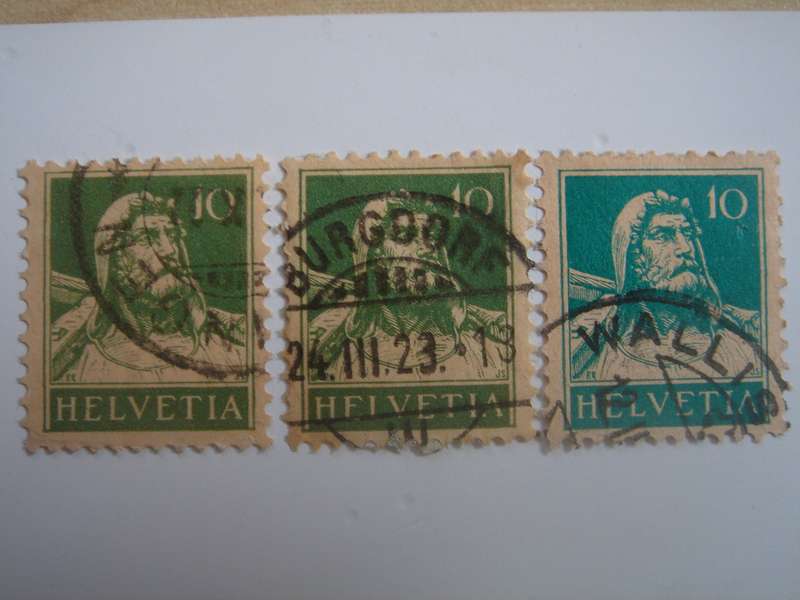 1910 Helvetia - Wilhelm Tell SG310 used, stamped (different color tones)