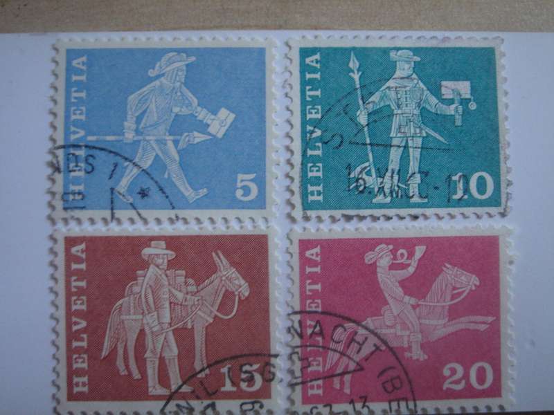 1960 Helvetia - SG614-617 Cantonal Messengers used, stamped
