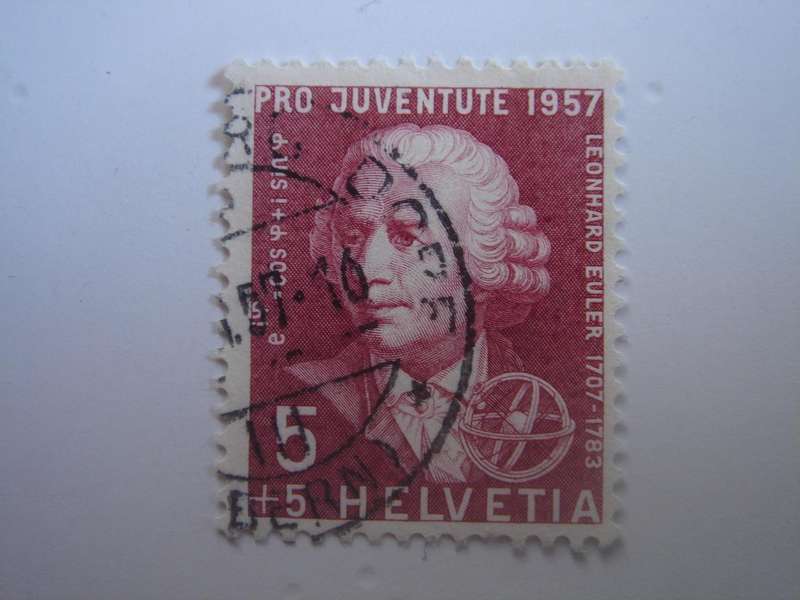 1957 Helvetia - Euler SG J167 used, stamped
