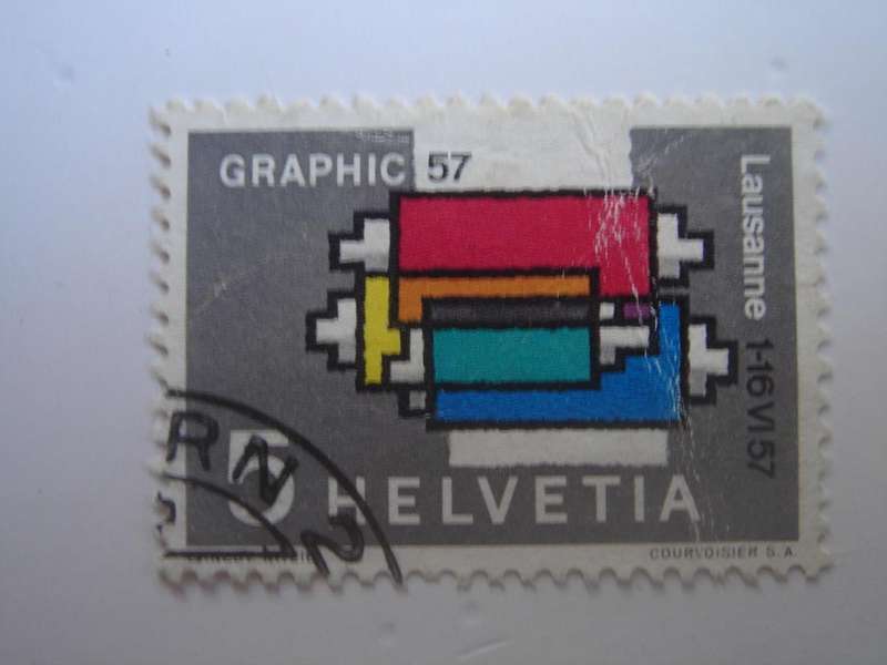 1957 Helvetia - Graphics Lausanne SG576 used, stamped