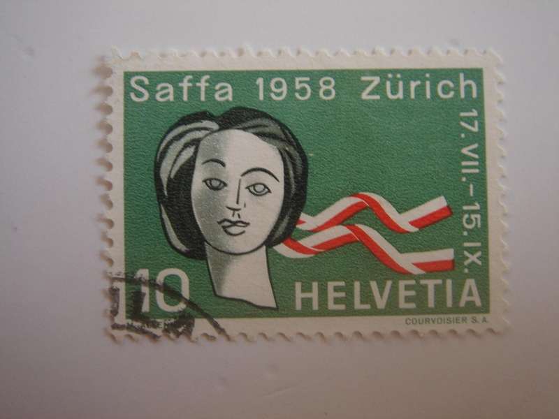 1958 Helvetia - Saffa SG588 used, stamped