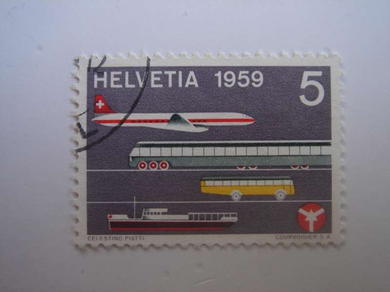1959 Helvetia - Modern Transport SG597 used, stamped