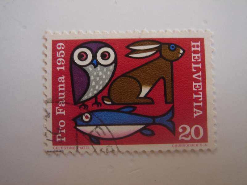 1959 Helvetia - Pro Fauna SG599 used, stamped