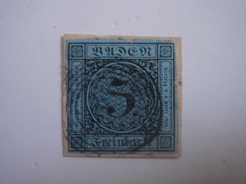 1858 Baden Freimarke MiNr 8 used, stamped on postal item