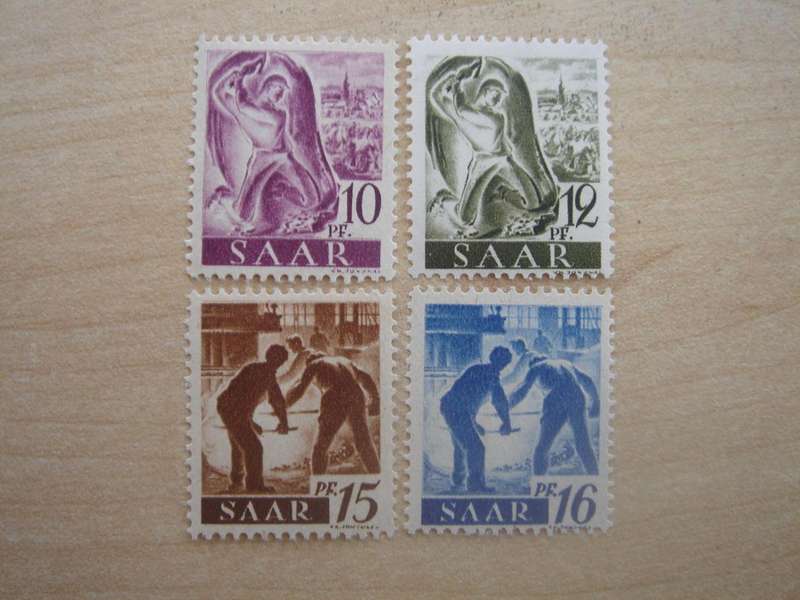 1947 Saarland MiNr 210 Z, 211 X, 212-213 Z MNH