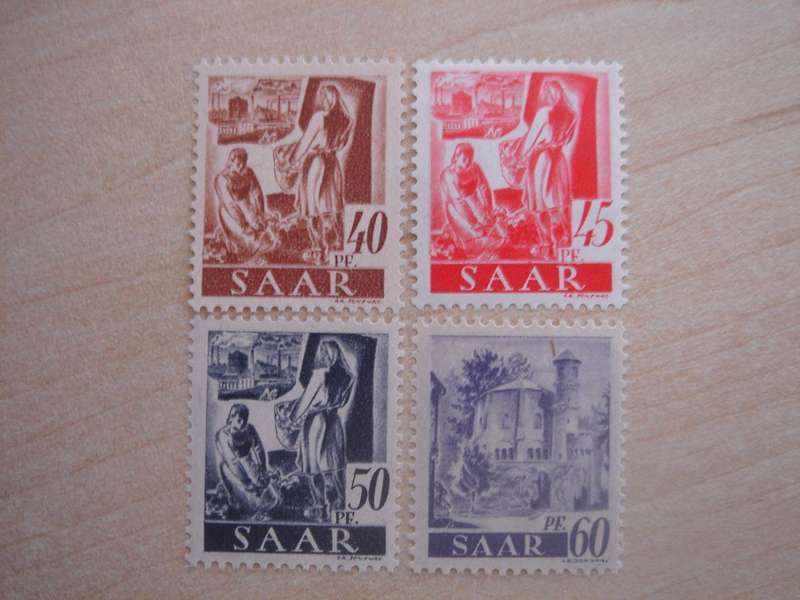 1947 Saarland MiNr 218 Z, 219 Y, 220-221 Z MNH